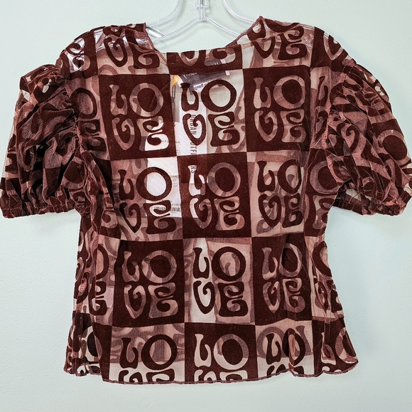 House Of Sunny Casa Amor Flyaway Short Sleeve Cardi Top, Chocolate Brown, Size 2 - Picture 8 of 13